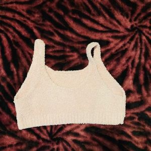 Pink crop top.